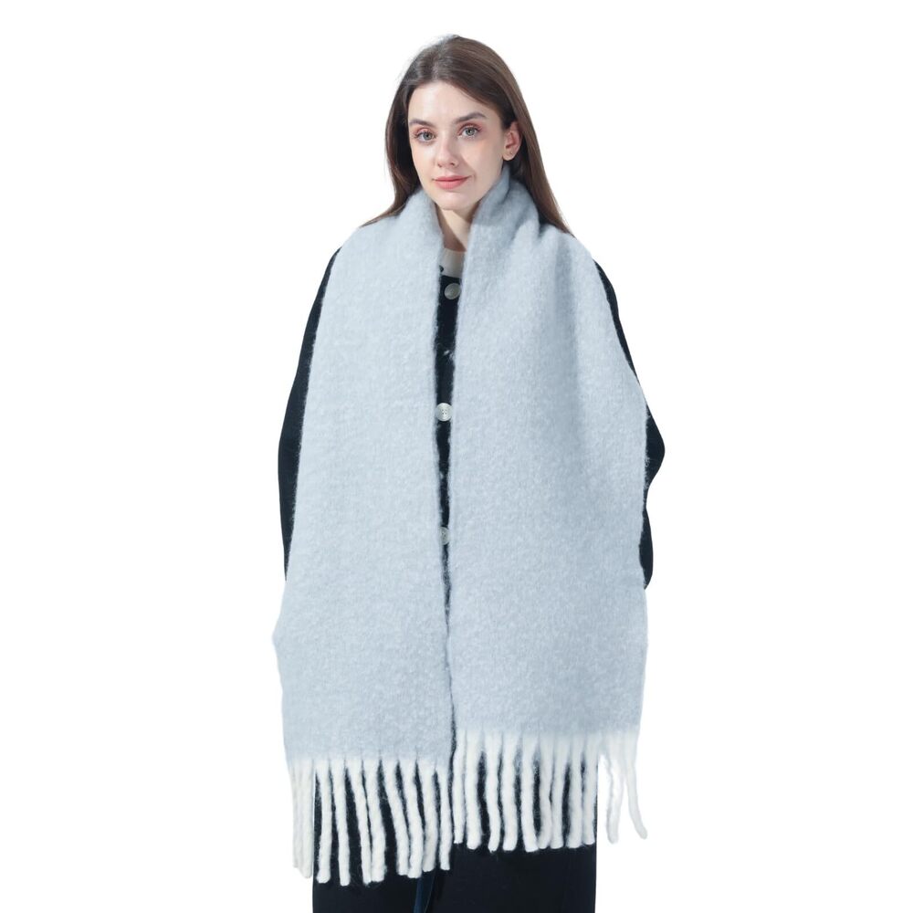 Womens Scarf Winter Solid Wool Blend Blanket Long… - image 2